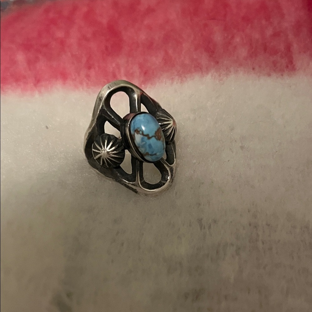 Authentic Native American Sterling Silver Turquoise Ring